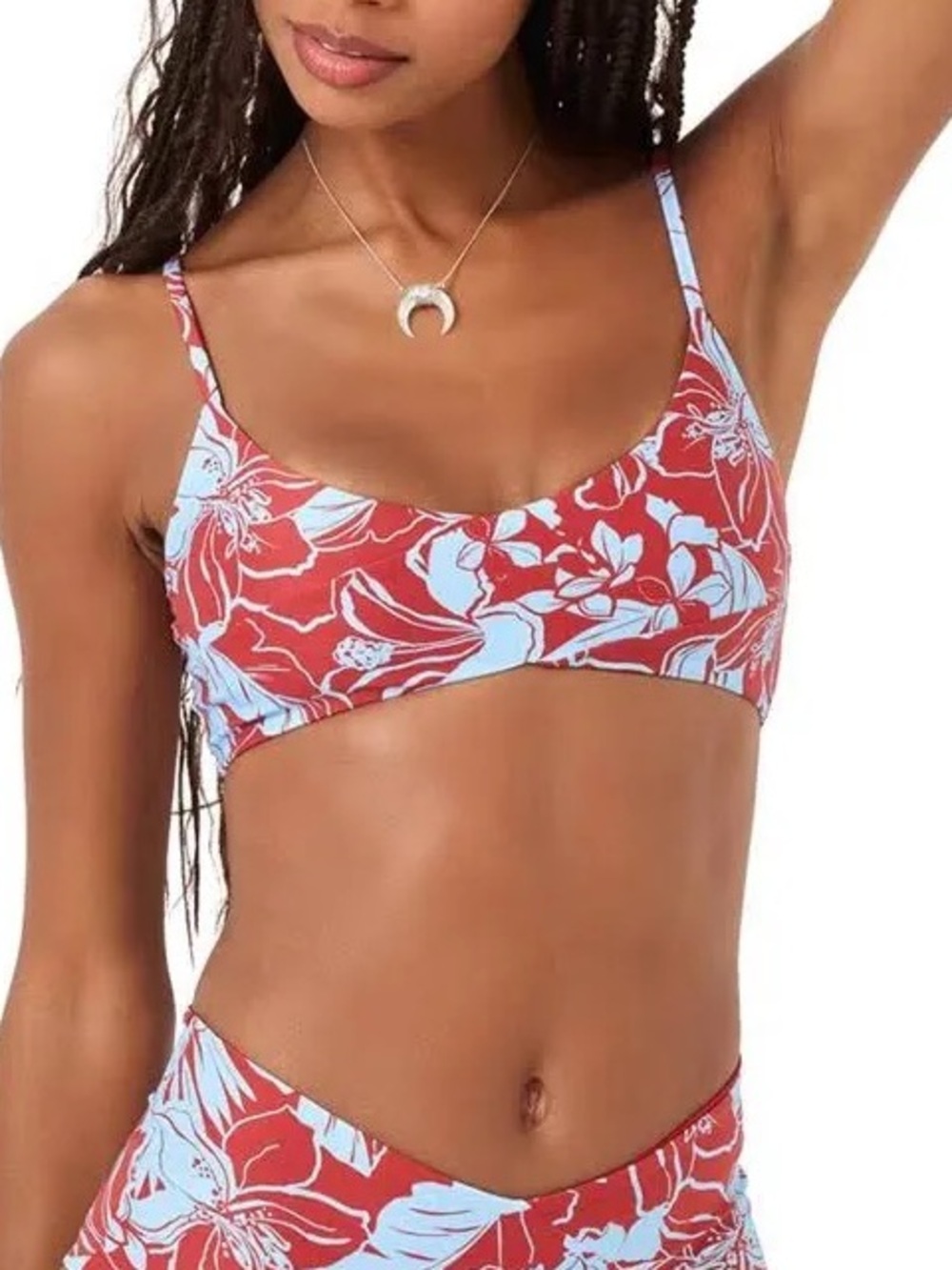 LSPACE High Tide Bikini Top Size XS Blue Red Floral Beach Revolve Vacation